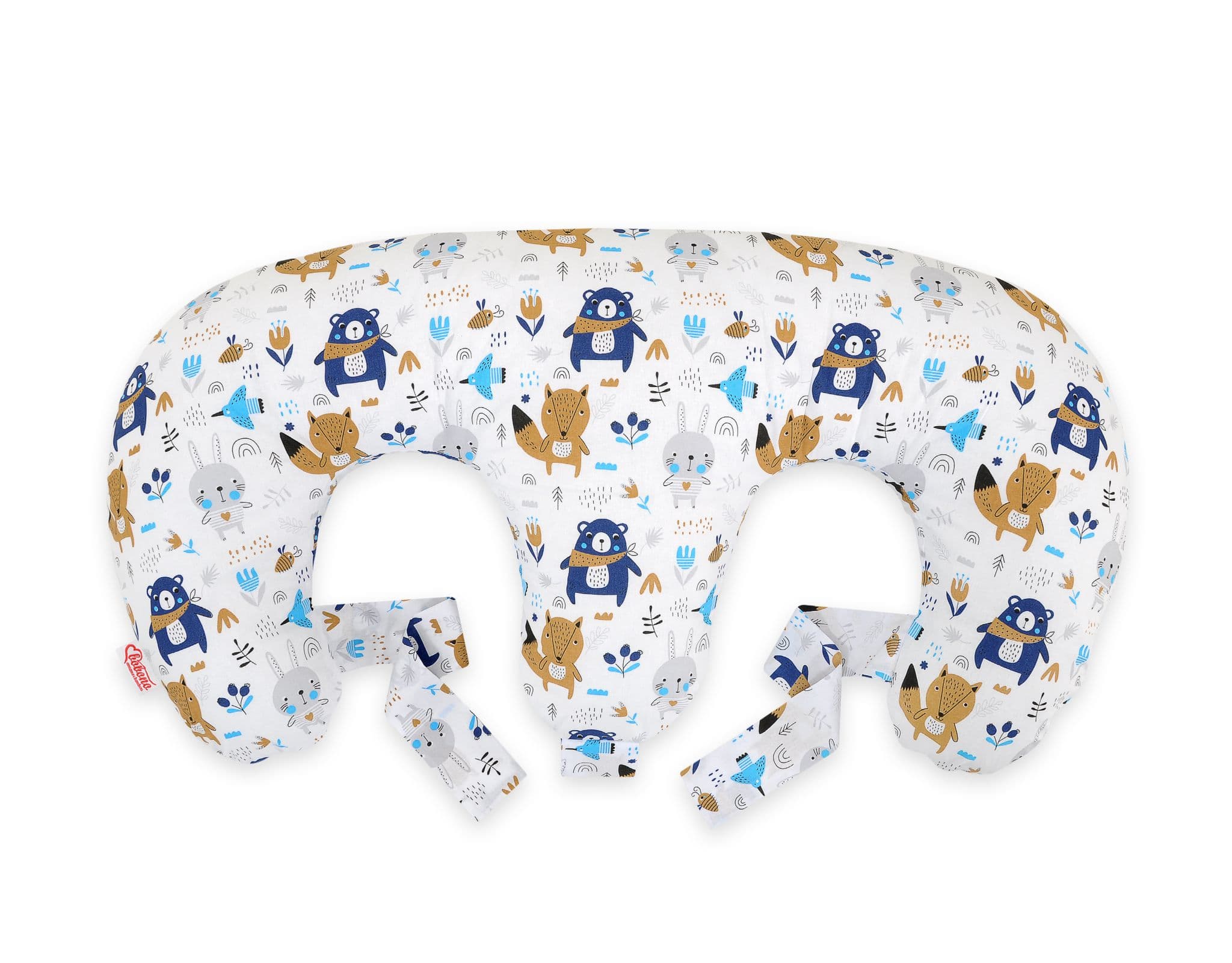 Poduszka rogal do karmienia bliźniąt + zdejmowana poszewka -  misie granatowe