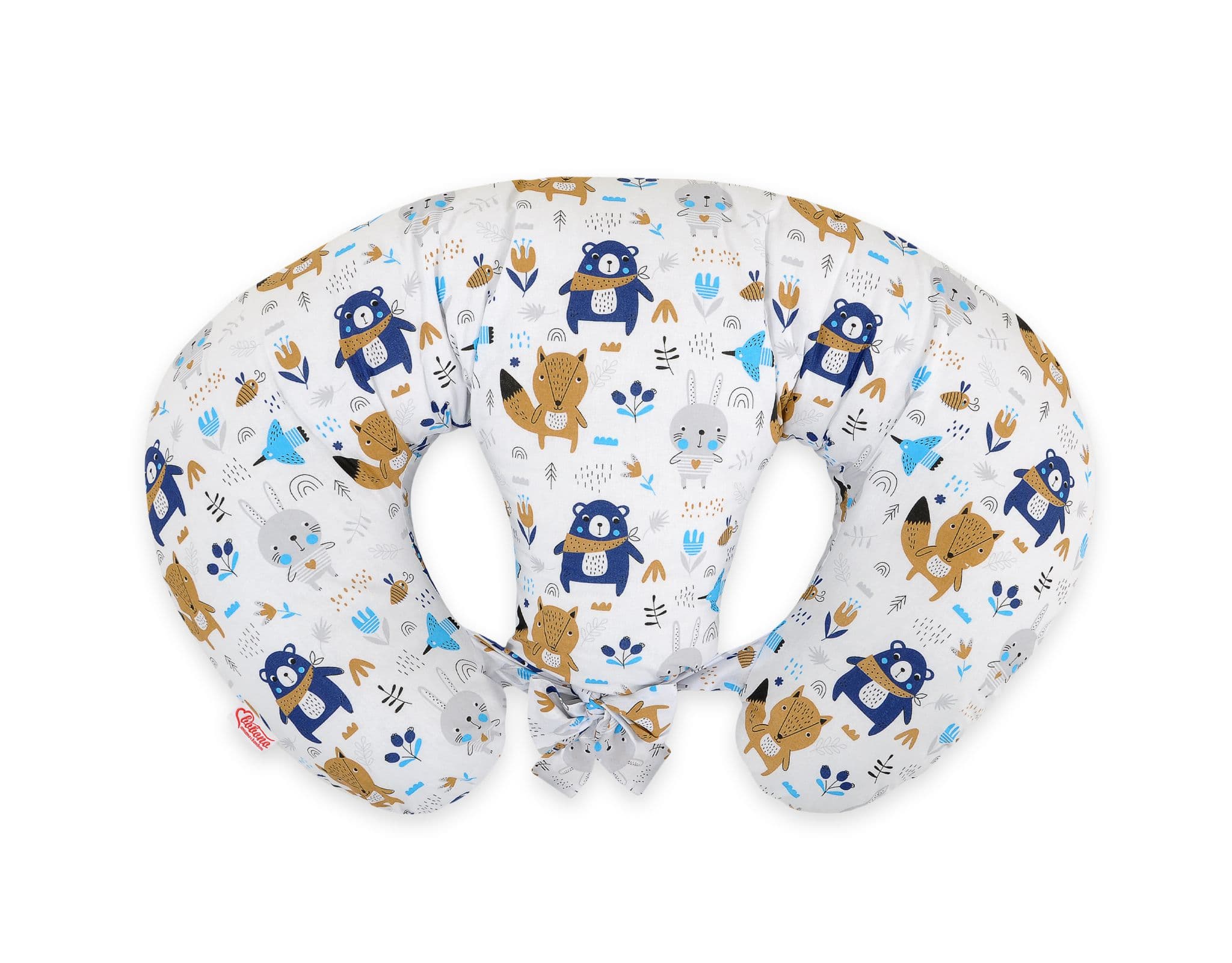 Poduszka rogal do karmienia bliźniąt + zdejmowana poszewka -  misie granatowe