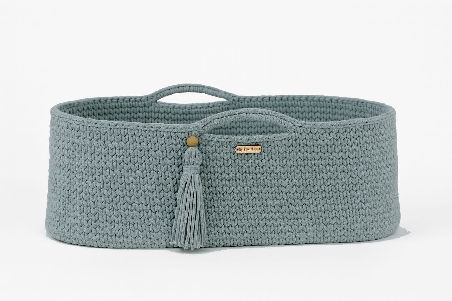 Kosz Mojżesza BOHO bawełniany Handmade z materacykiem - laurel